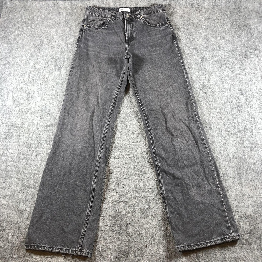 Zara Jeans‎ Womens 6 Charcoal Gray High Rise Straight Cotton